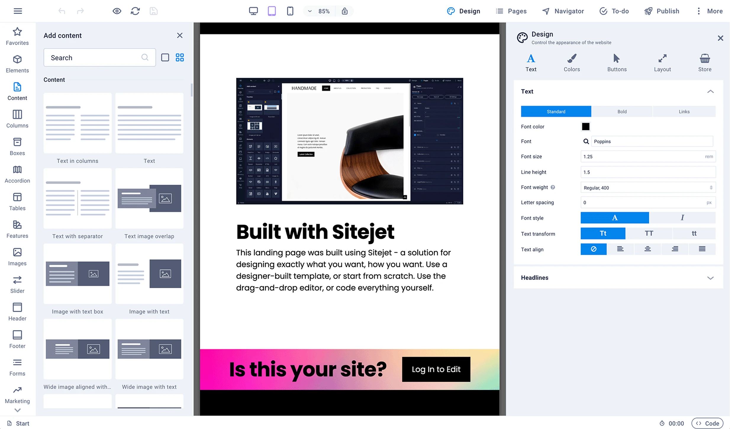 Sitejet Builder - Editor visual drag and drop